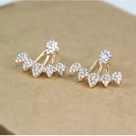 3/$30 Double Sided Rhinestone Gold Earrings New - Picture 4 of 6